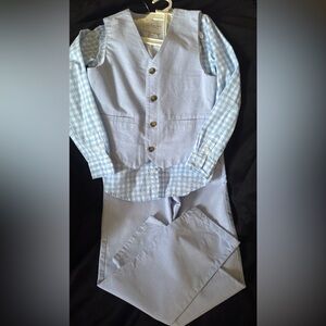 Janie and Jack Light Blue Boys' 3-Piece Vest Set size 8